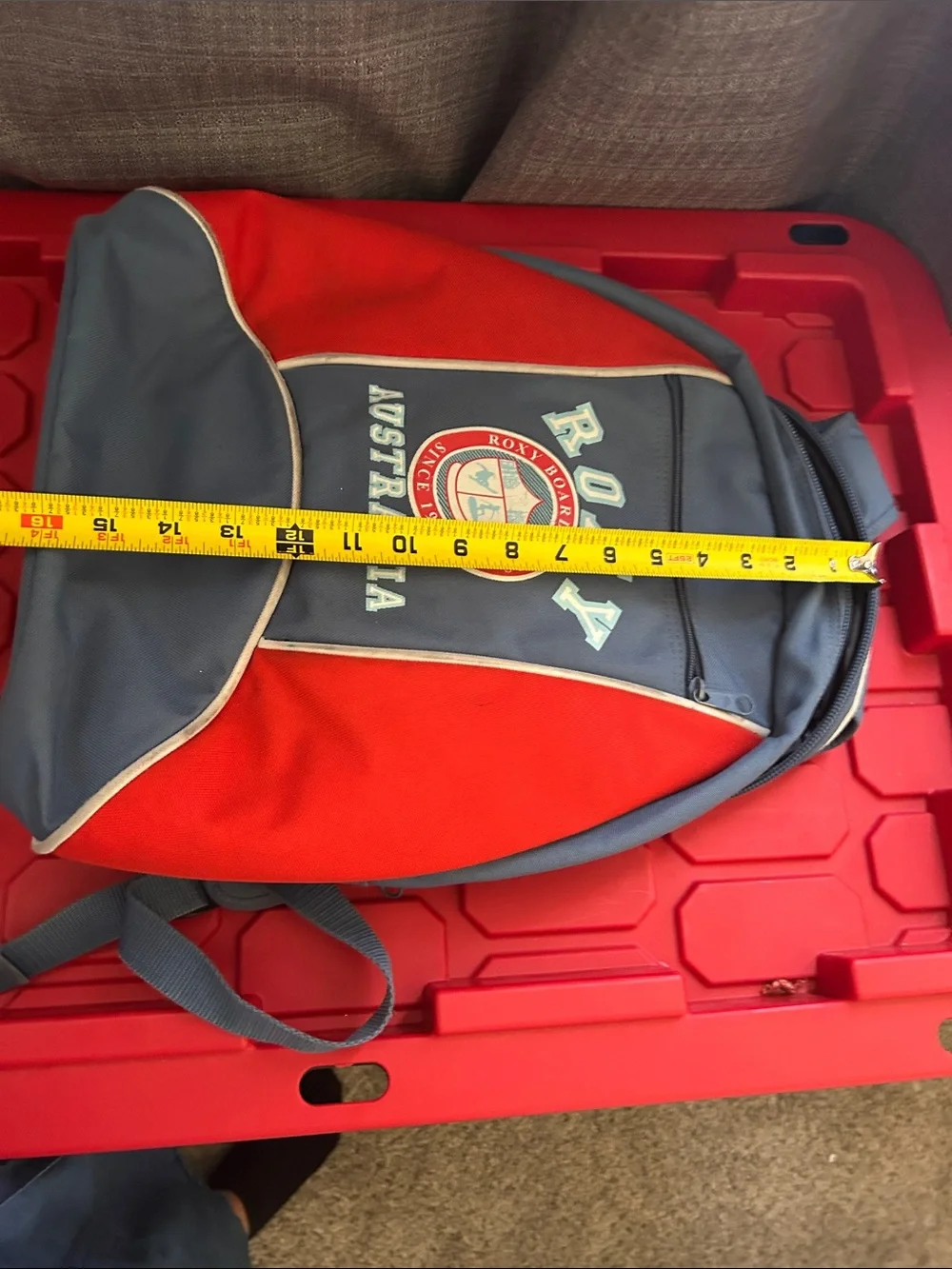Roxy Two-Tone Red and Gray Men's Backpack with Front Logo